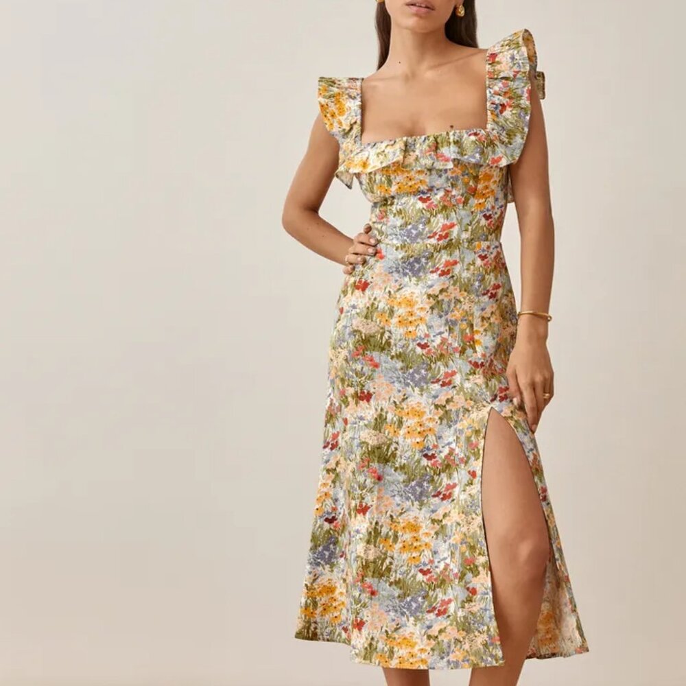 Reformation Amethyst Linen Dress in Countryside Size 6